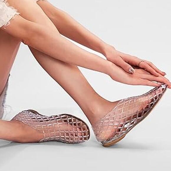 New Womens Size 10 Clear Jelly Slide On Low Heel Sandals Mesh Sandals Shoes - Picture 6 of 6